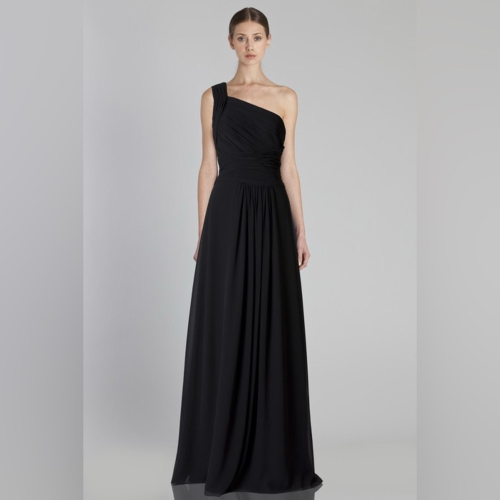 NWT Monique Lhuillier Elegant Navy Blue One-Shoulder Dress Size 2